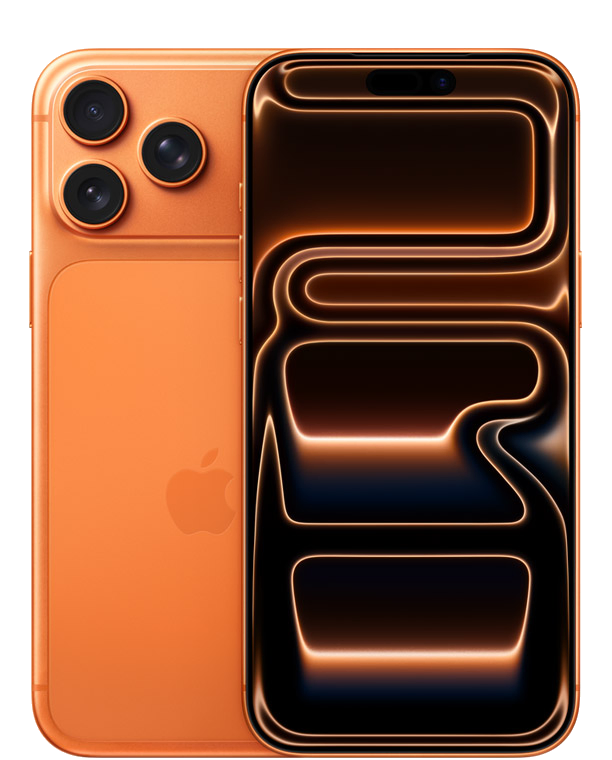 iPhone 17 Pro Max in cosmic orange, back and front