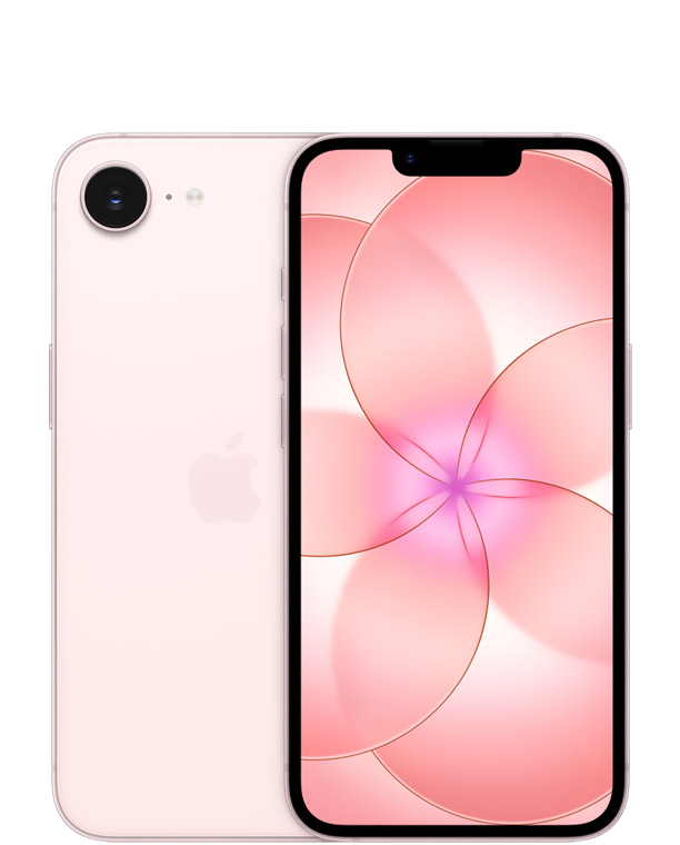 iPhone 17e in soft pink, back and front